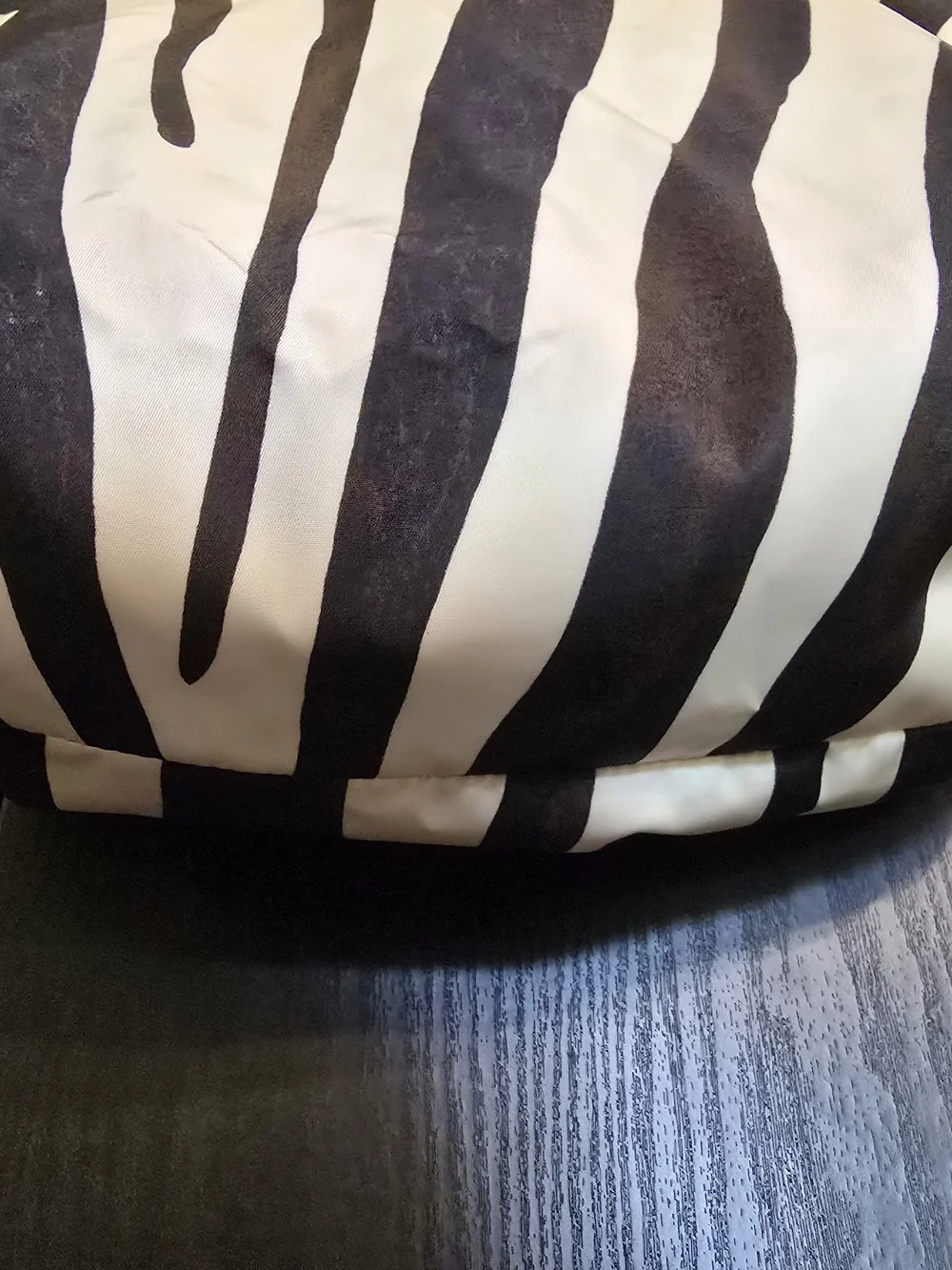 Dooney & Bourke Black and White Zebra Stripe Tote with Brown Leather Handles